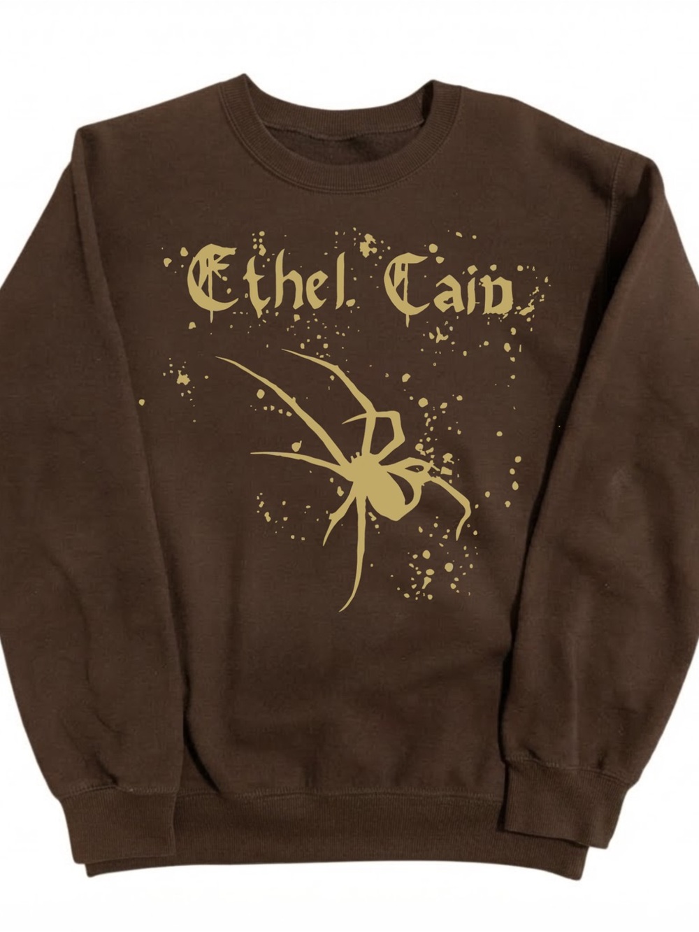 Gildan Brown Crewneck Sweatshirt with Gold Spider Print, Gift For Her, For Him